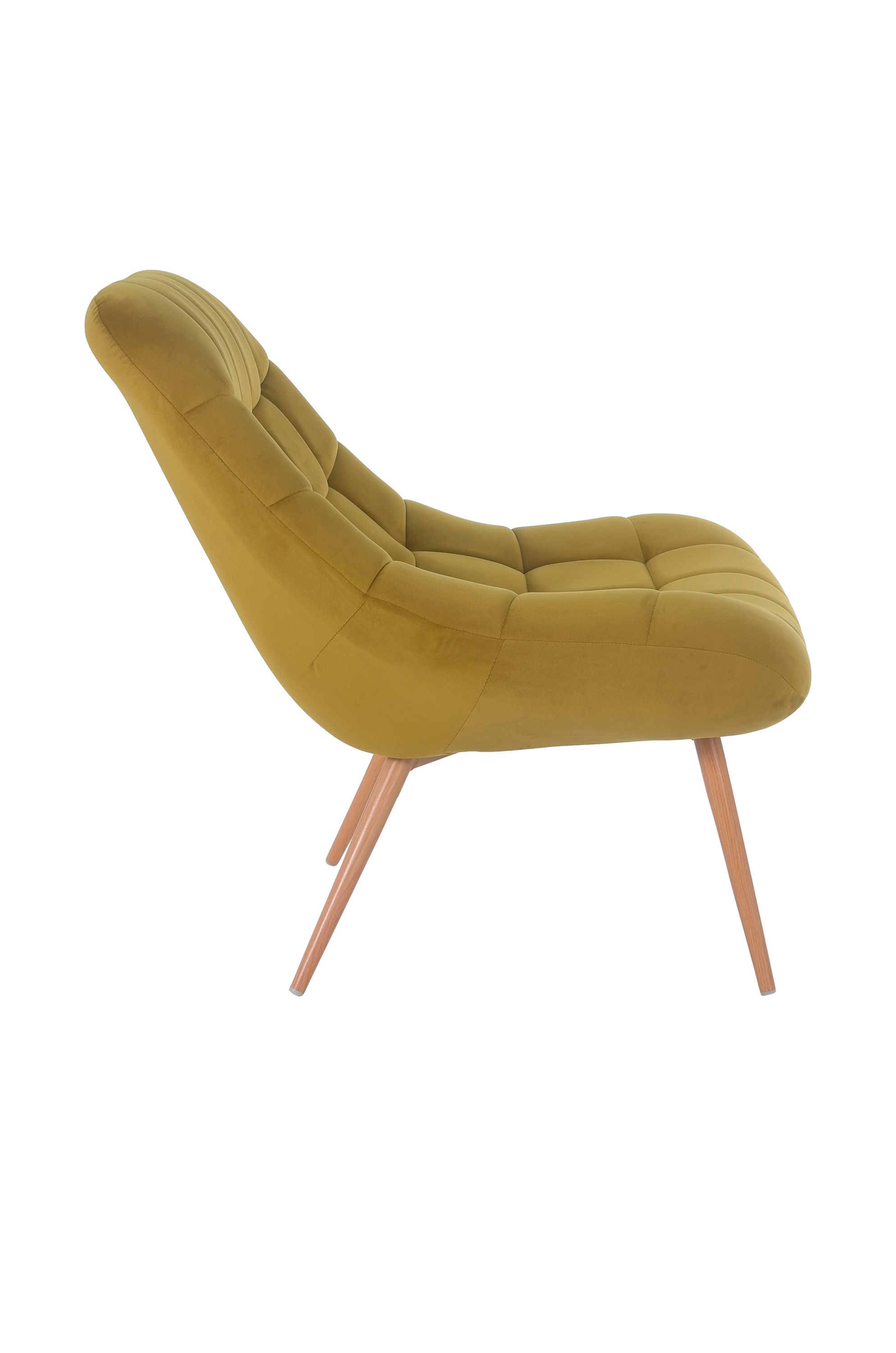Sessel XXL Samt gelb Holzoptik Relaxsessel PolstersesselLoungesessel