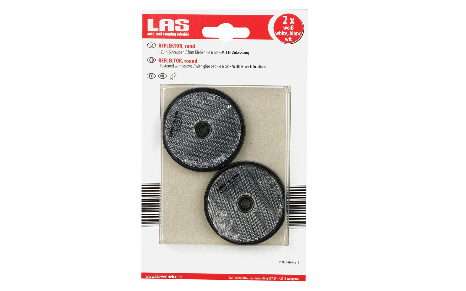 LAS Reflektor 2 Stück 60 mm rund weiß