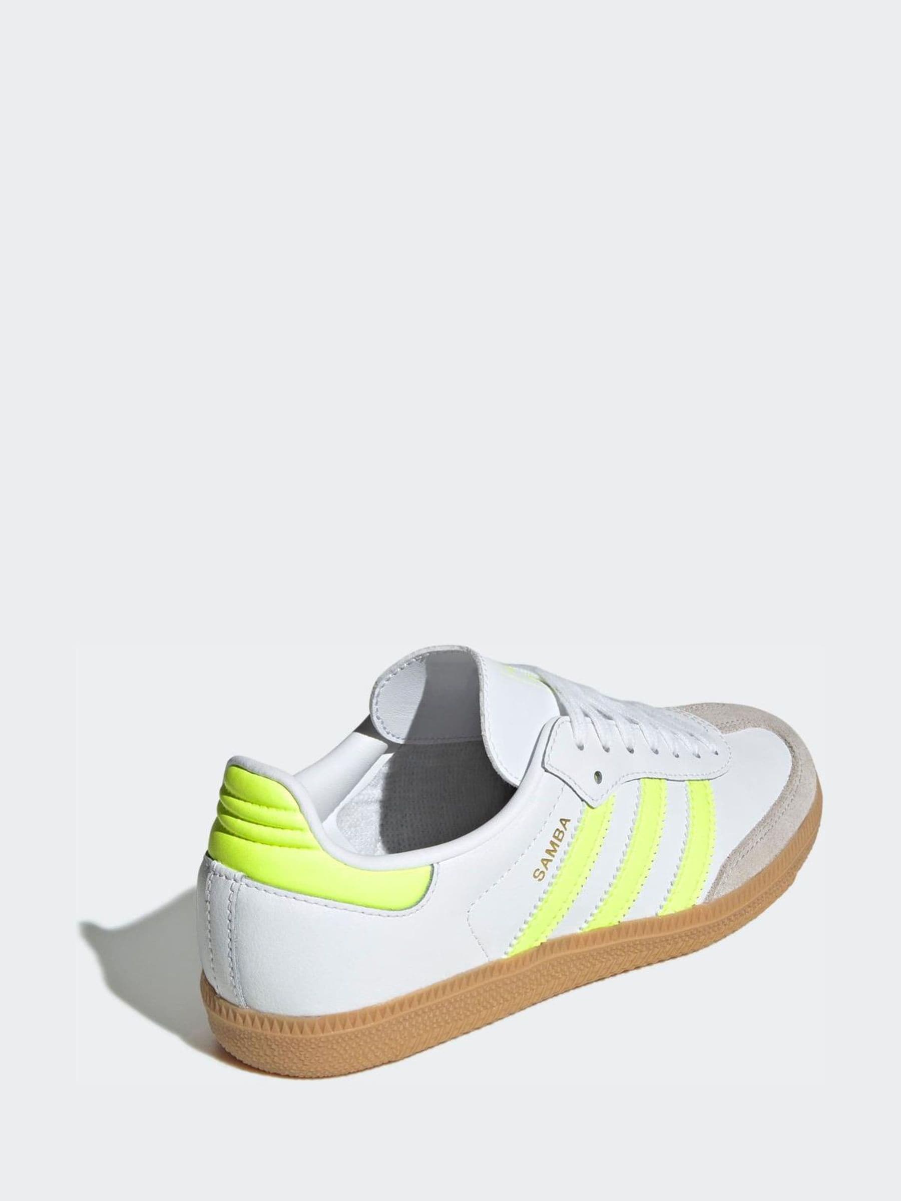 Wit/limoenkleur - adidas Originals Samba OG Junior Trainers