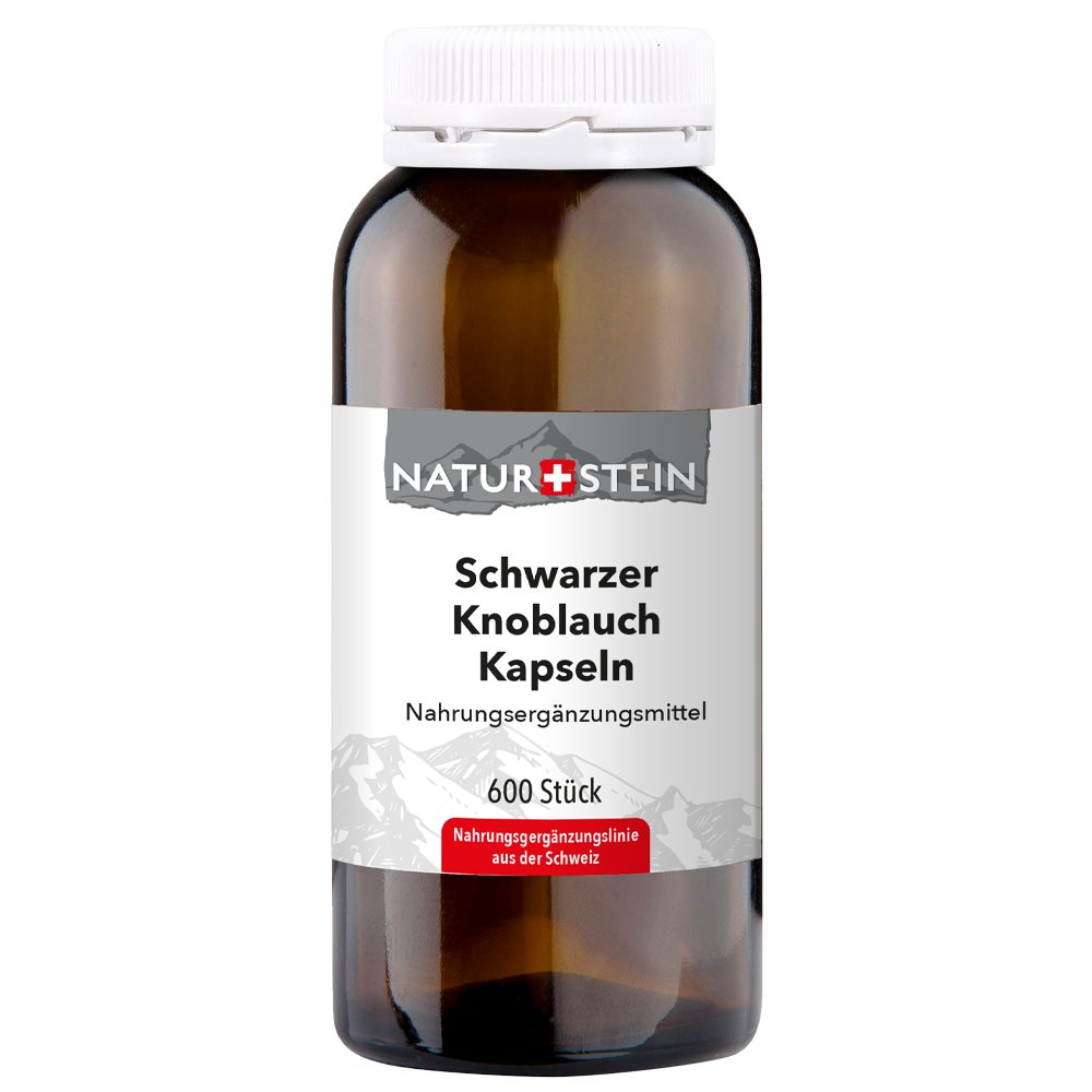 NATURSTEIN Schwarzer Knoblauch Kaps Glas 600 Stk