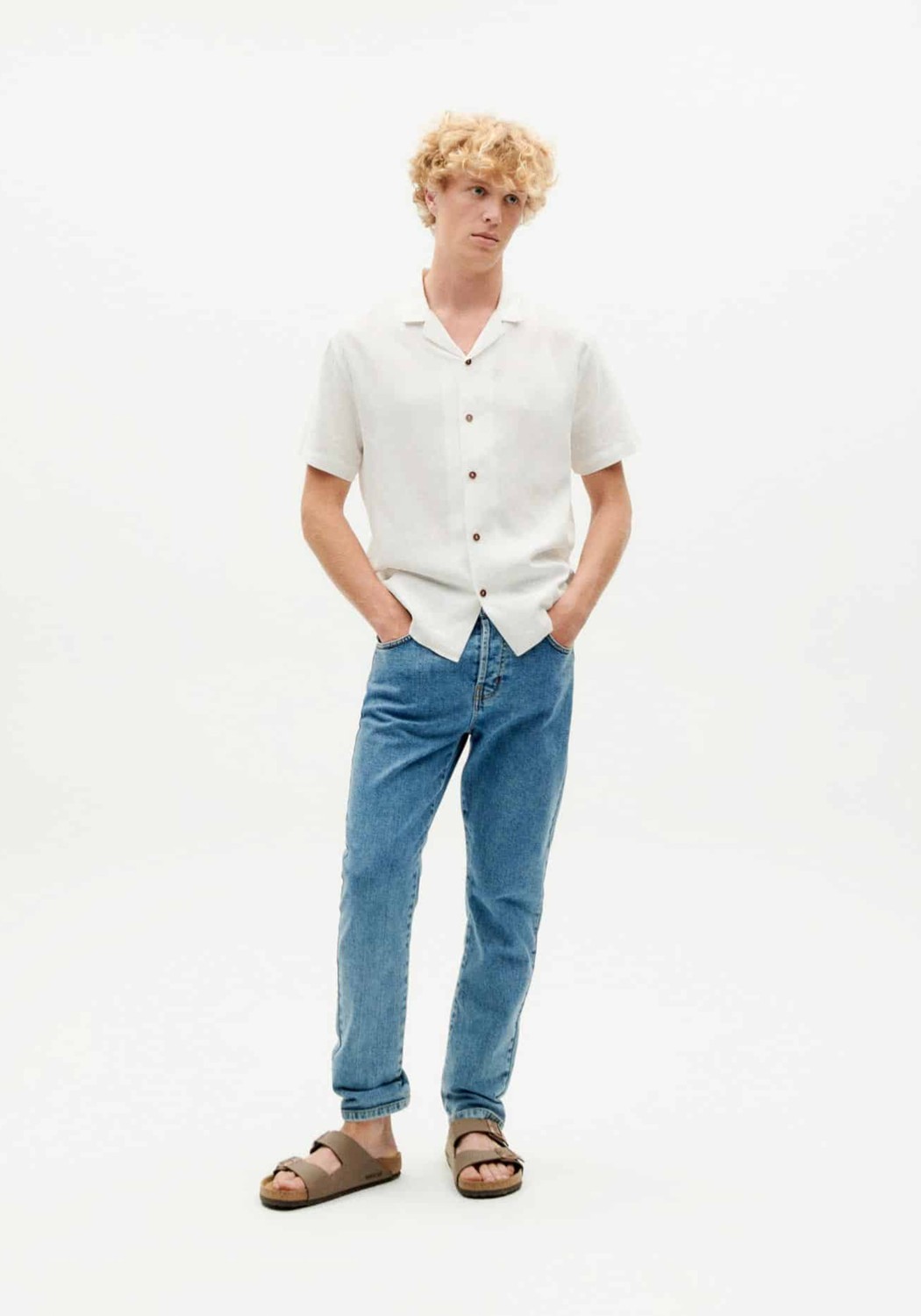 Thinking Mu Kurzarmhemd Jules Hemp White
