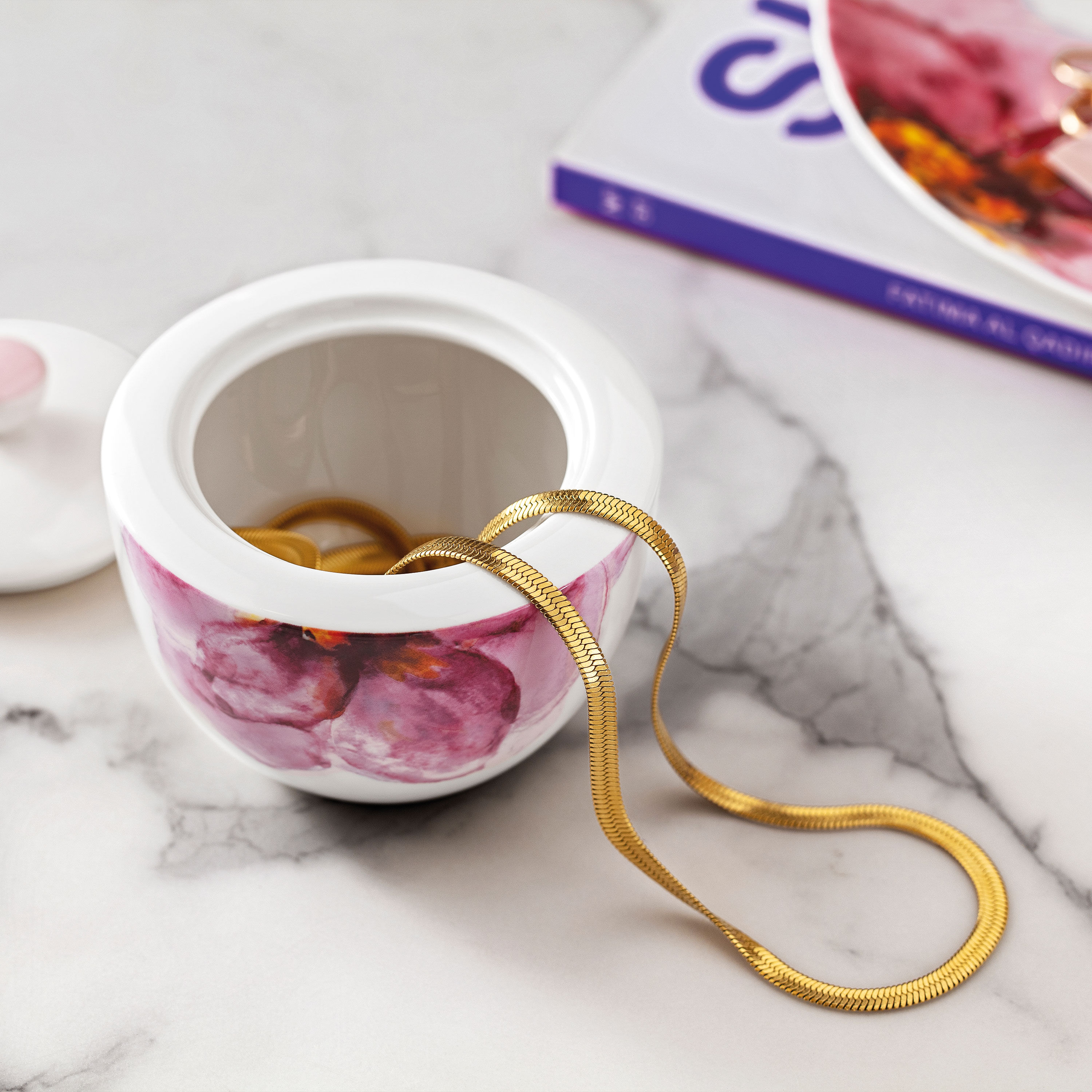 Rose Garden Sugar bowl Pink, 9.2 oz, Premium Porcelain