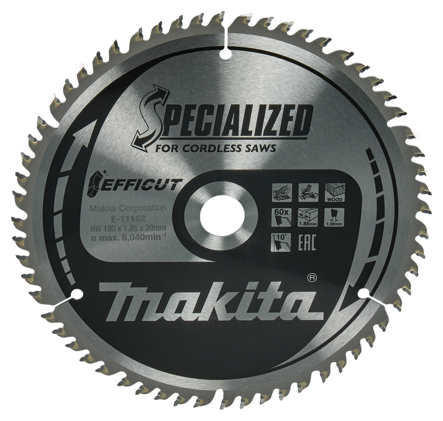 Makita E-11162 Efficut Cirkelzaagblad Hout - 190x20x1,85mm 60T