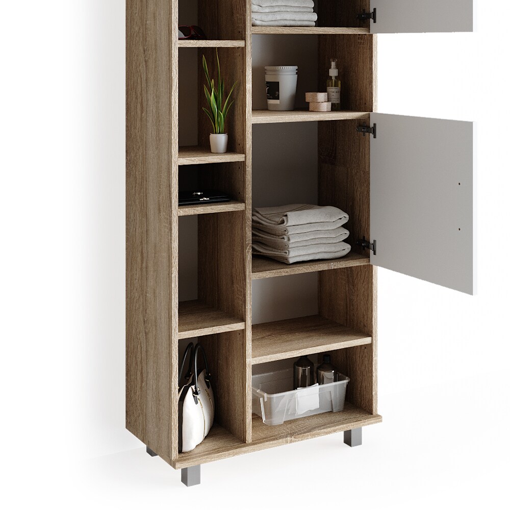 VICCO Badschrank ILIAS 190 x 60 cm Weiß Sonoma - Hochschrank Regal Badregal