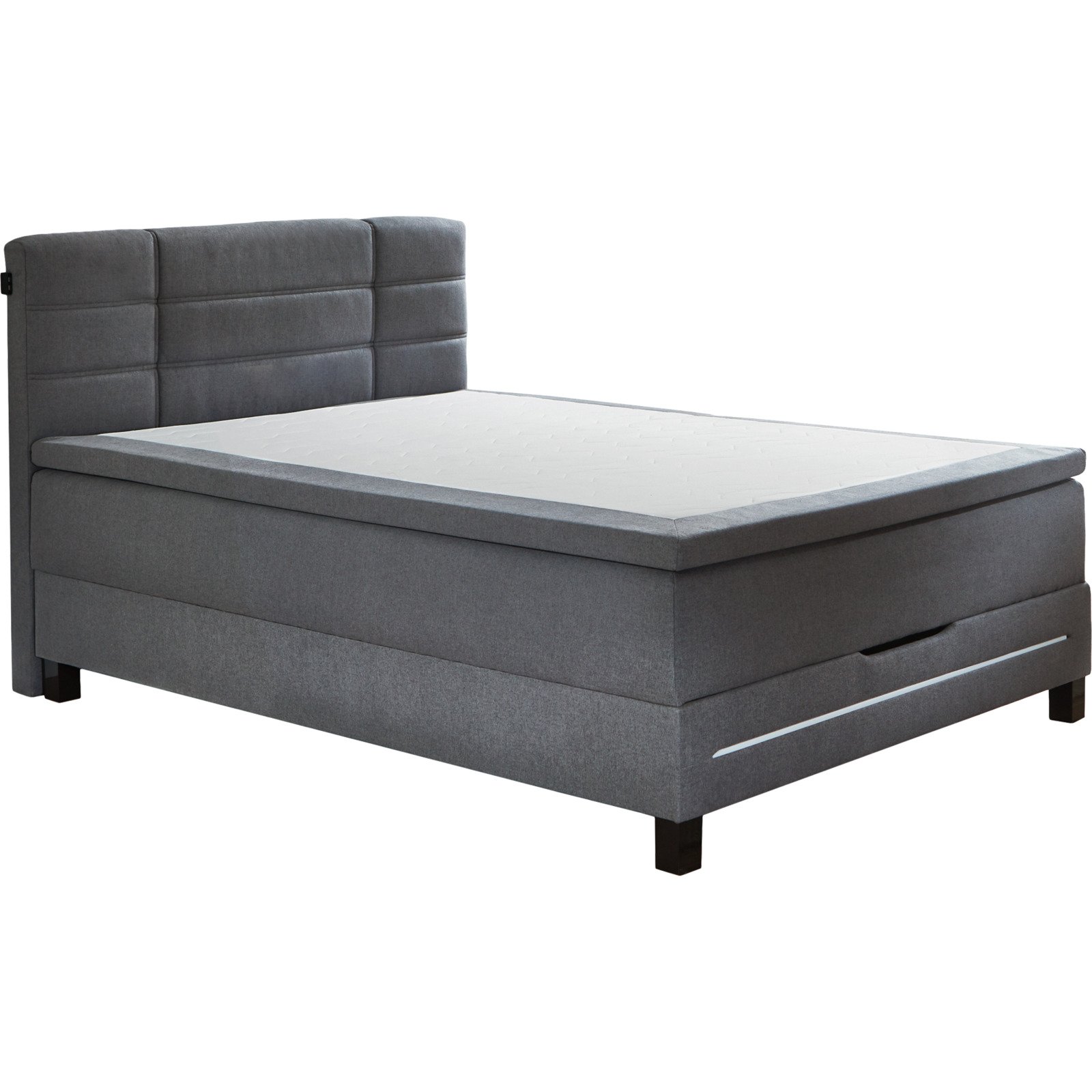 Boxspringbett Lumen Webstoff Polyester grau 140 x 200 cm