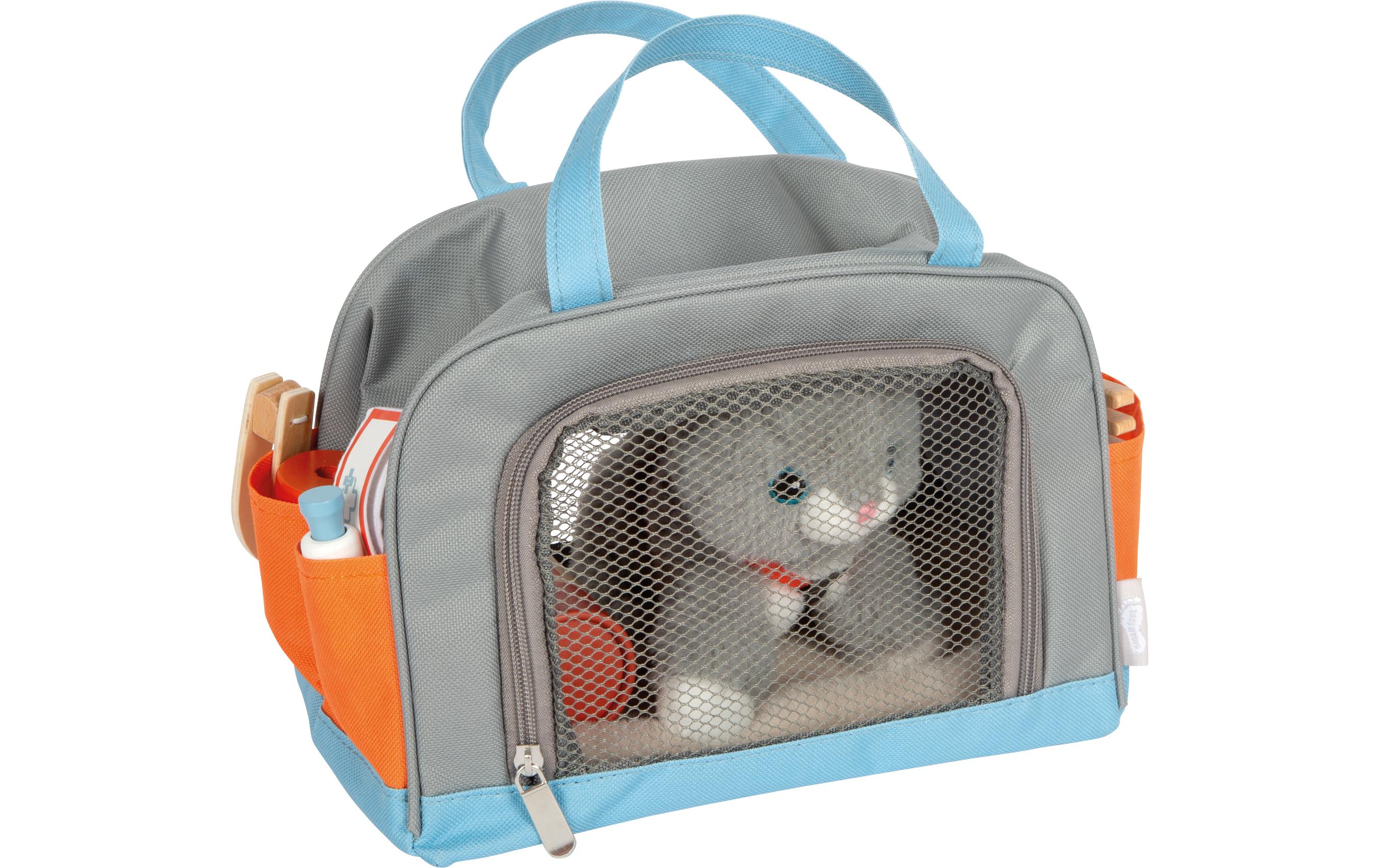 Katze mit Tasche und Pflege-SetPlüschkatze mit Transporttasche und Pflegezubehör