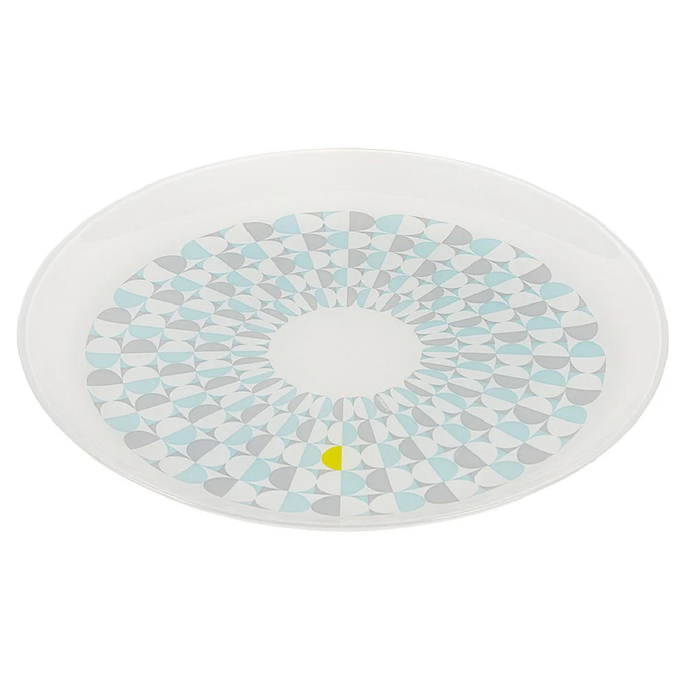 Assiette plate ronde en verre Boreas motif géométrique