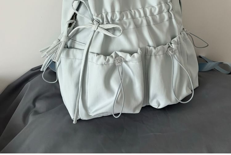 Minafox - Effen nylon laptoprugzak met trekkoord