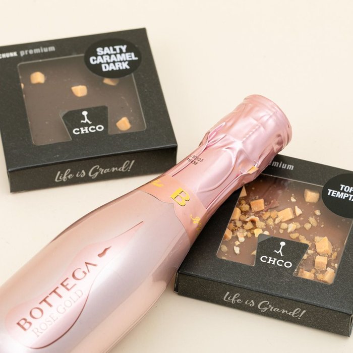 Borrelpakket | Bottega Rosé en Chocolade | 20cl & 200 gr