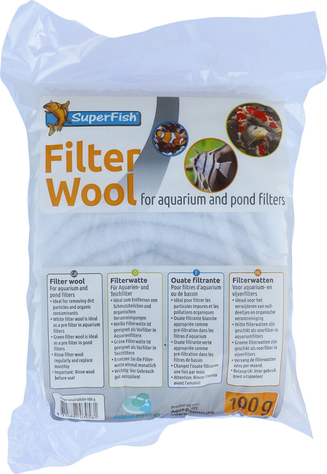 SuperFish filterwatten fijn wit 100 g