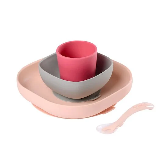 Set Vaisselle Silicone 4 pièces   Pink        de               Béaba
