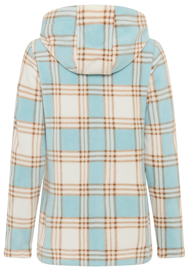 KangaROOS Fleecejacke mit Kapuze mit bedrucktem Karo Muster, weite Passform, Übergangsjacke