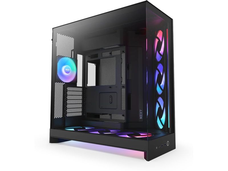 NZXT PC-Gehäuse H9 Flow RGB  Schwarz Hochwertiges ATX-Gehäuse mit optimiertem Airflow und integrierter RGB-Beleuchtung