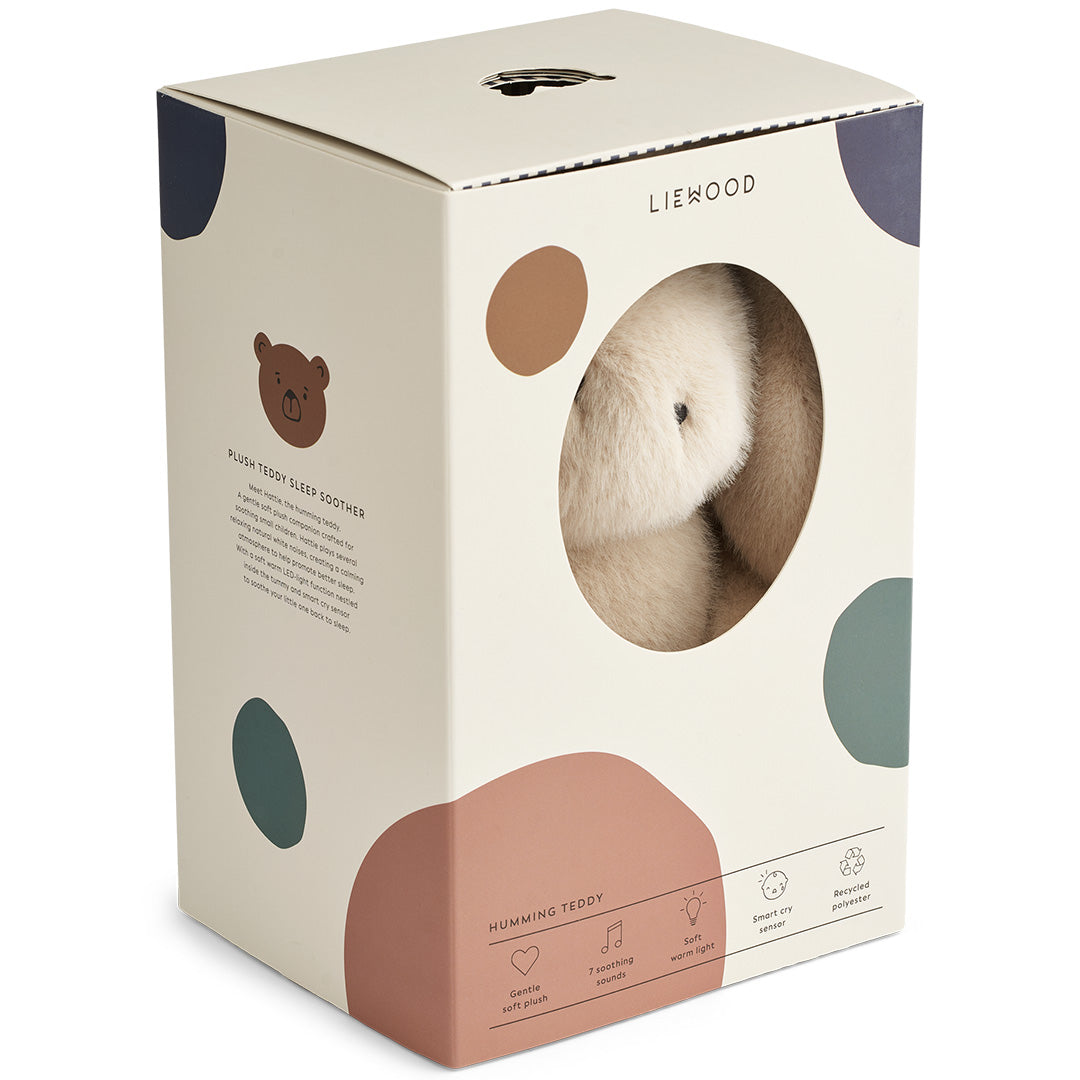 liewood knuffelkonijn hattie met nachtlamp en geluid - 23 cm