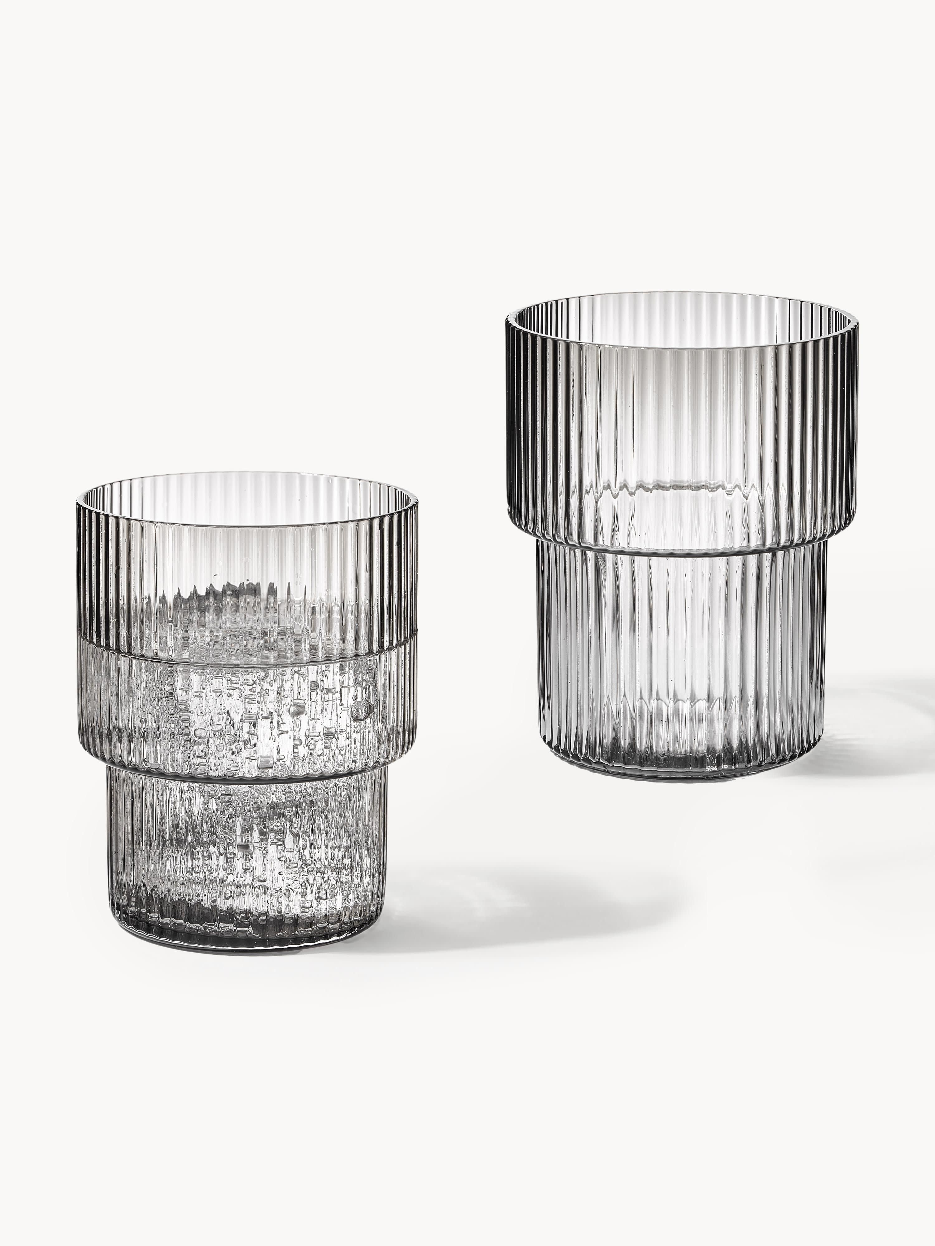 Mondgeblazen tumblers Ripple met groefreliëf, 4-delig
