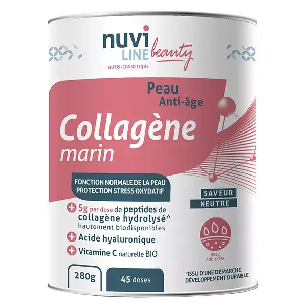 Nuviline Collagène Marin Peau & Anti-Âge Acide Hyaluronique Vitamine C Neutre 280g