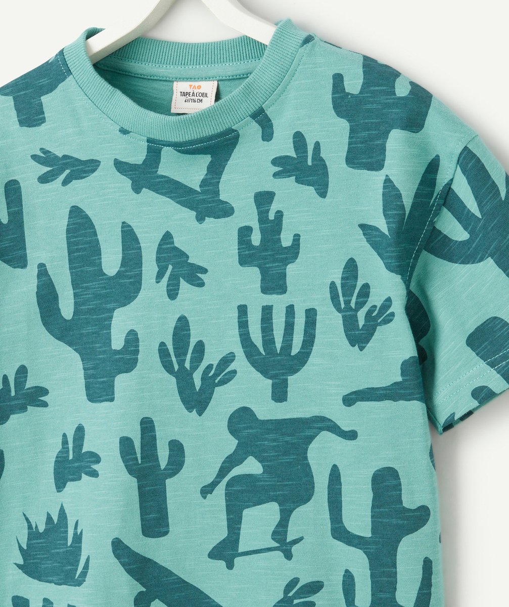 t-shirt manches court garçon en coton bio imprimé cactus