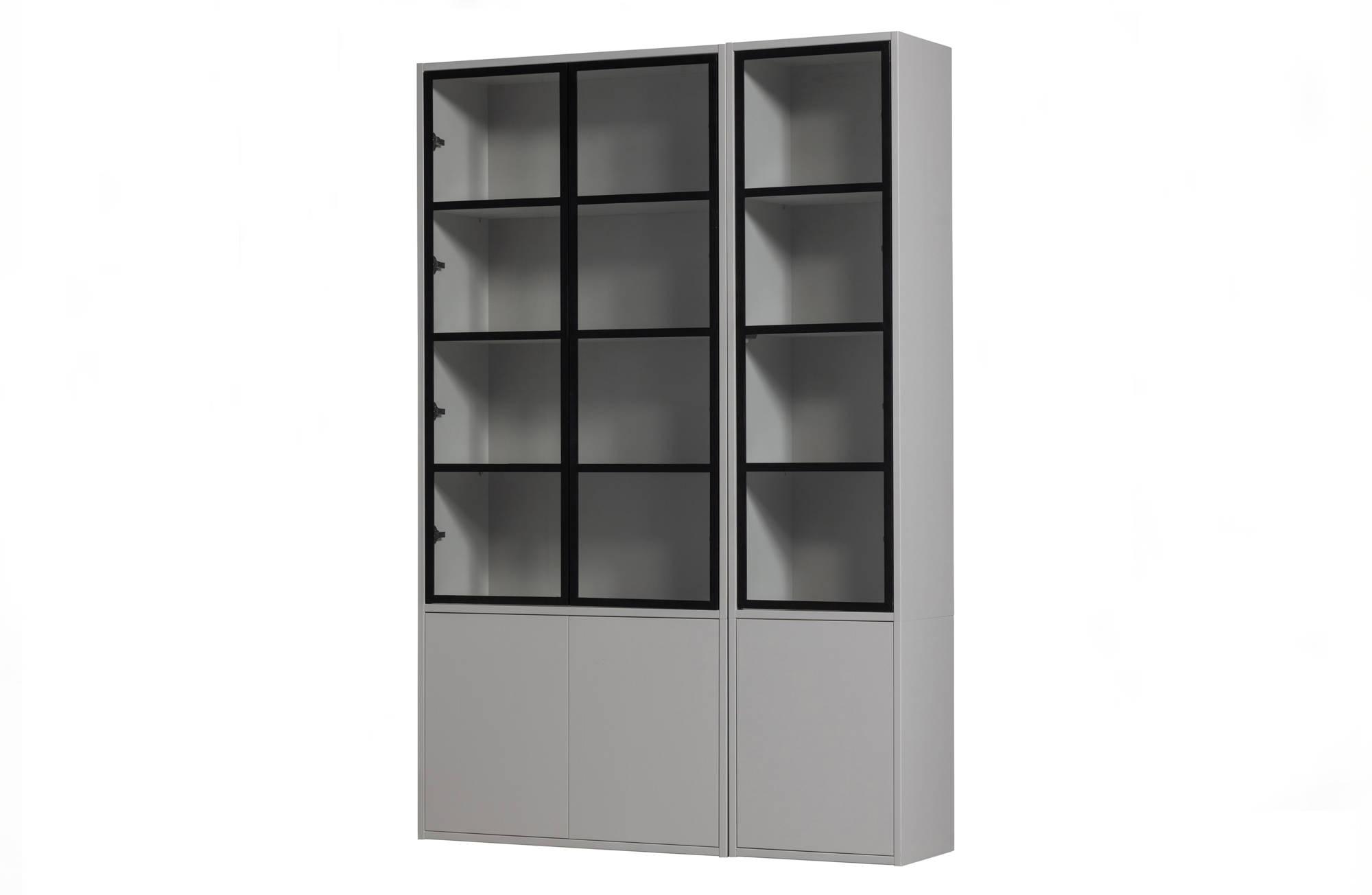 Vitrinekast Basic grenen 4 deurs Basic 4-drs vitrinekast grenen mist [fsc]