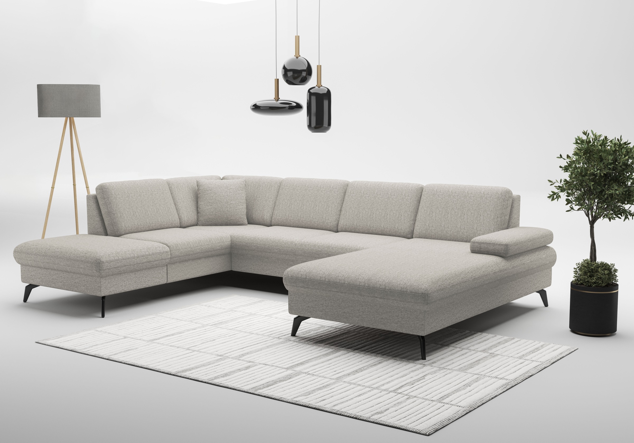 sit&more Wohnlandschaft »Morris Jubi U-Form, B: 300 cm« mit Armteilfunktion & 1 Zierkissen, optional Bettfunktion