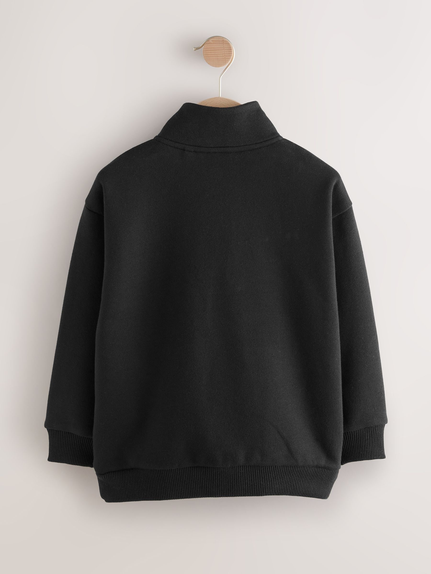Zwart - Sweatshirt met rits bij de hals (3-16jr)