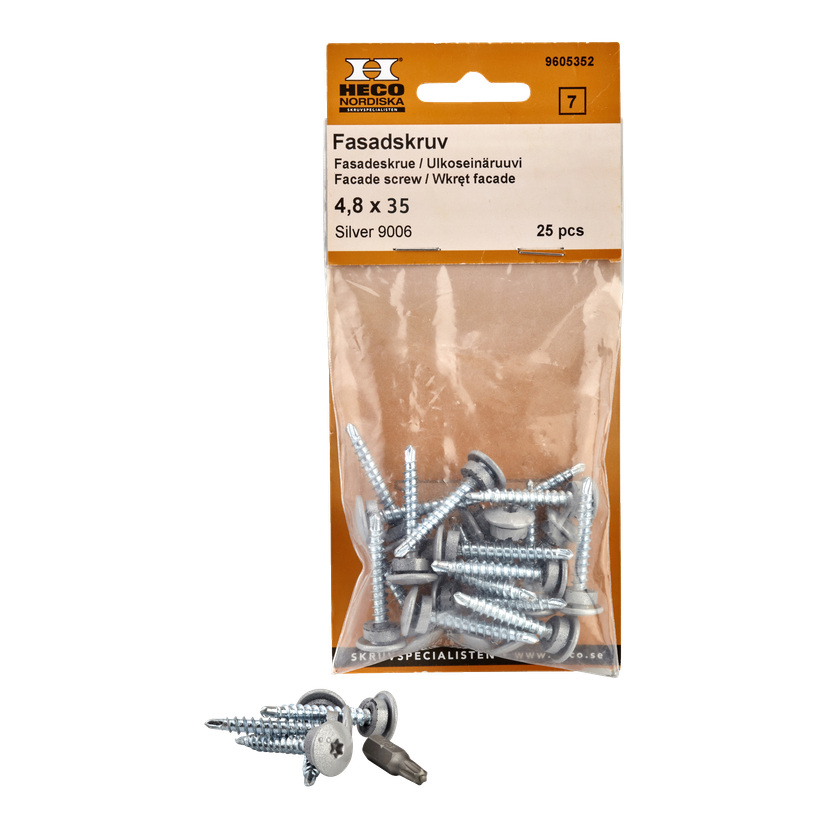 Fasadeskruer 25-pk 4,8x35 mm