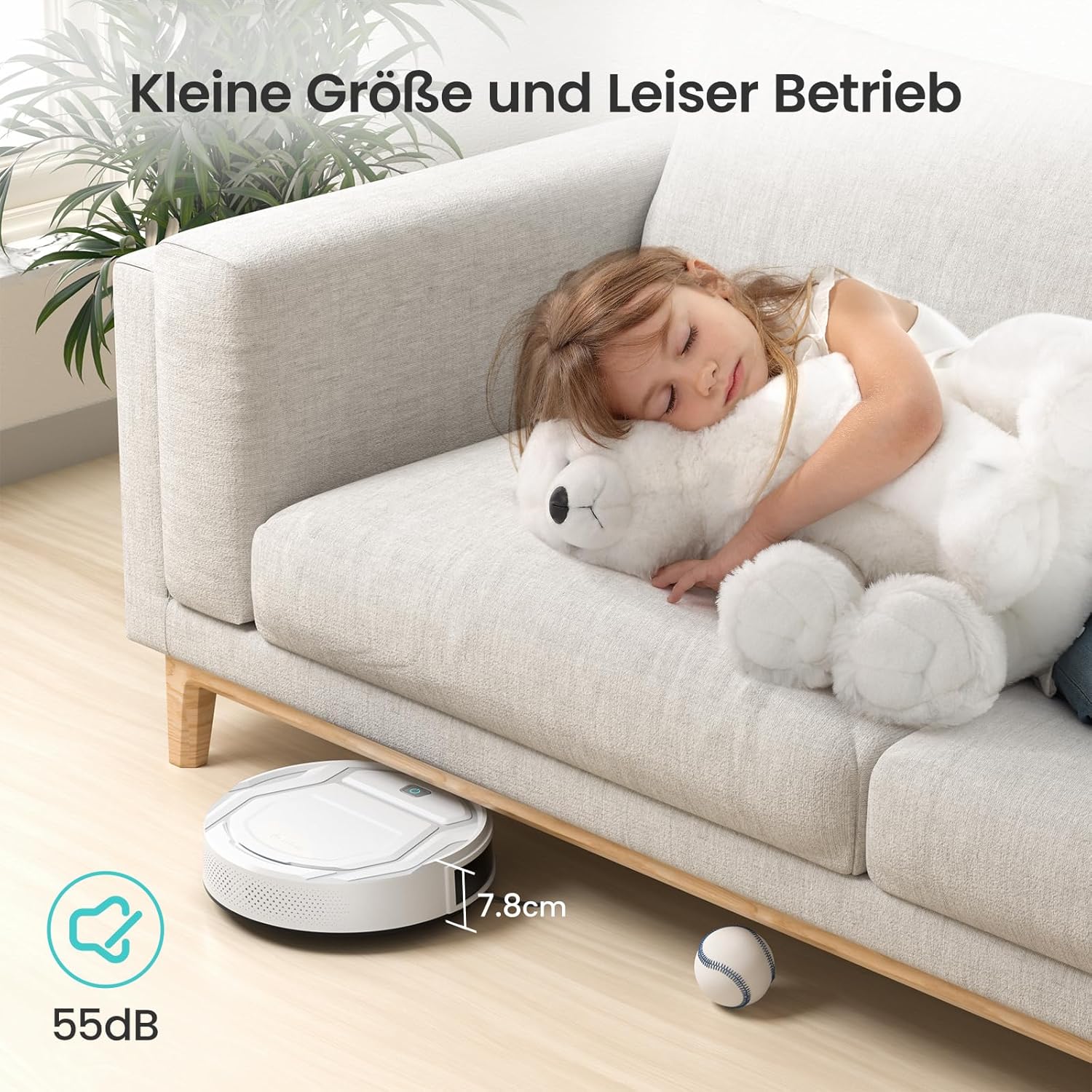 LEFANT M210 Saugroboter mit Fernbedienung, 2200Pa Saugkraft, Superschlank Staubsauger Roboter für Tierhaare, Roboterstaubsauger für Teppich, Kompatibel mit Alexa/WLAN/APP Steuerung, 120 Min Laufzeit