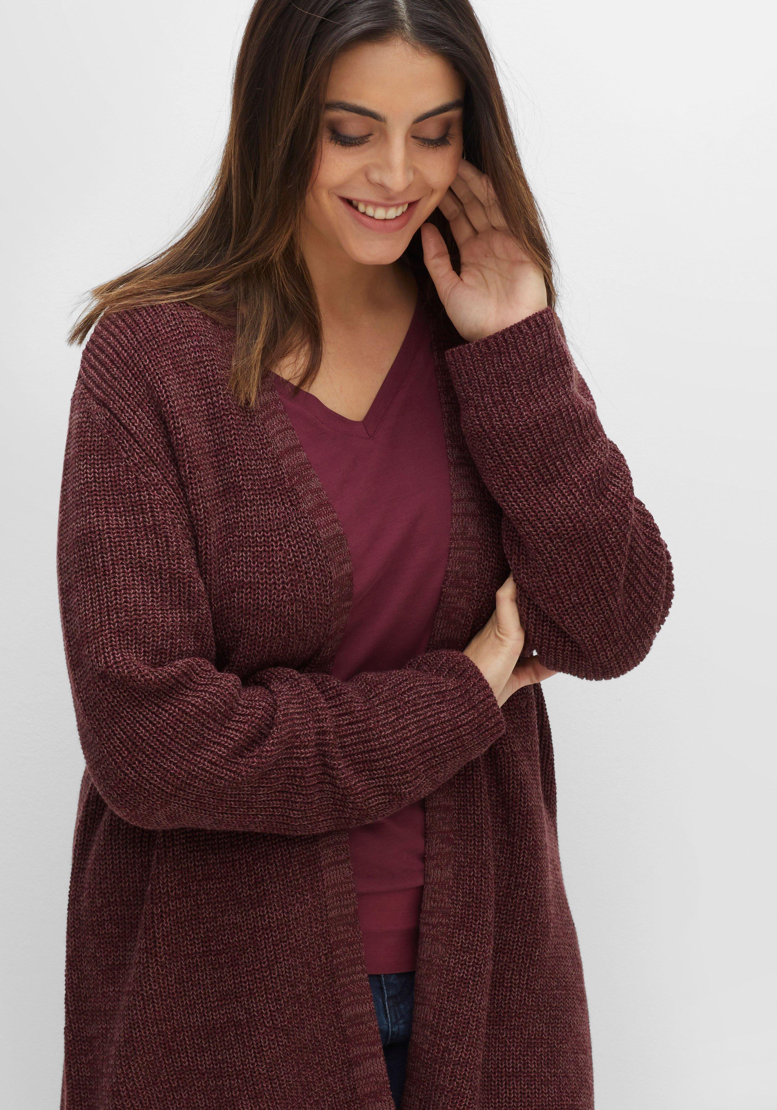 Longstrickjacke in A-Linie, offene Form