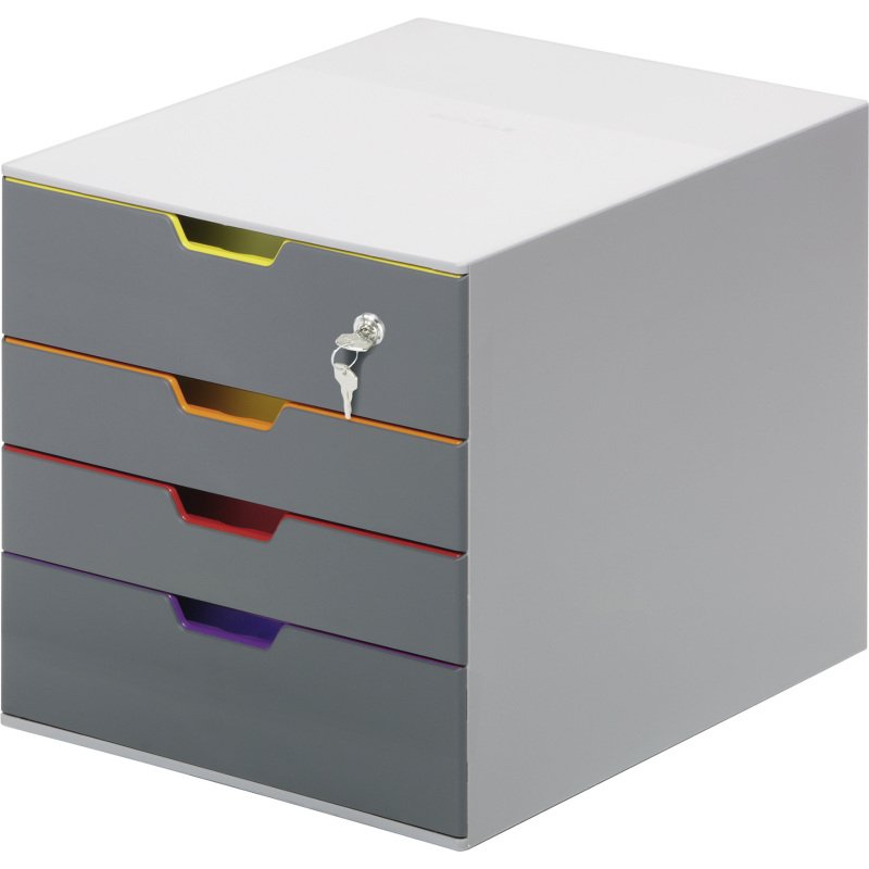 Module de classement Durable Varicolor® 4 tiroirs avec fermeture à clé