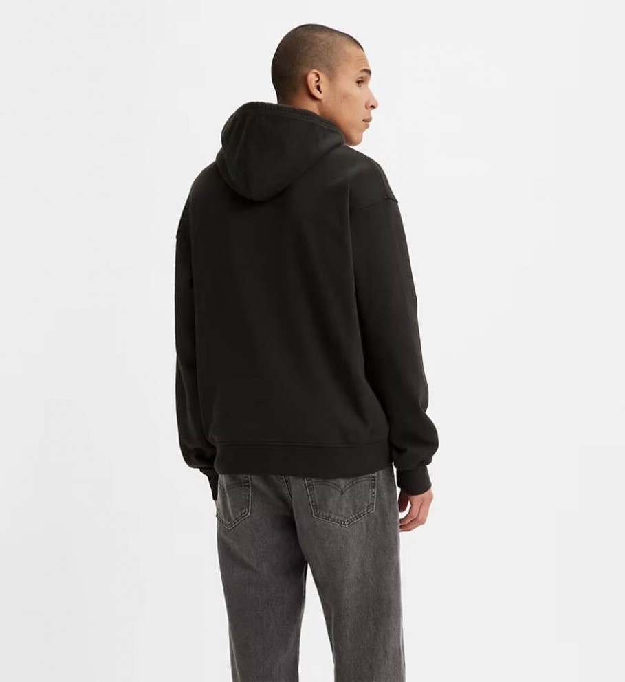 Moletom com capuz Levi's preto, modelagem folgada e estampa.