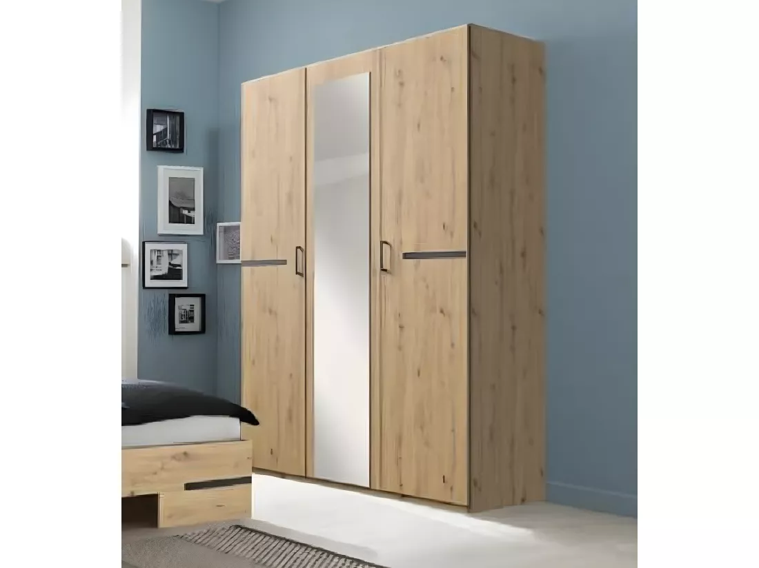 Chambre à coucher complète adulte (lit 140x190cm + 2 chevets + armoire)