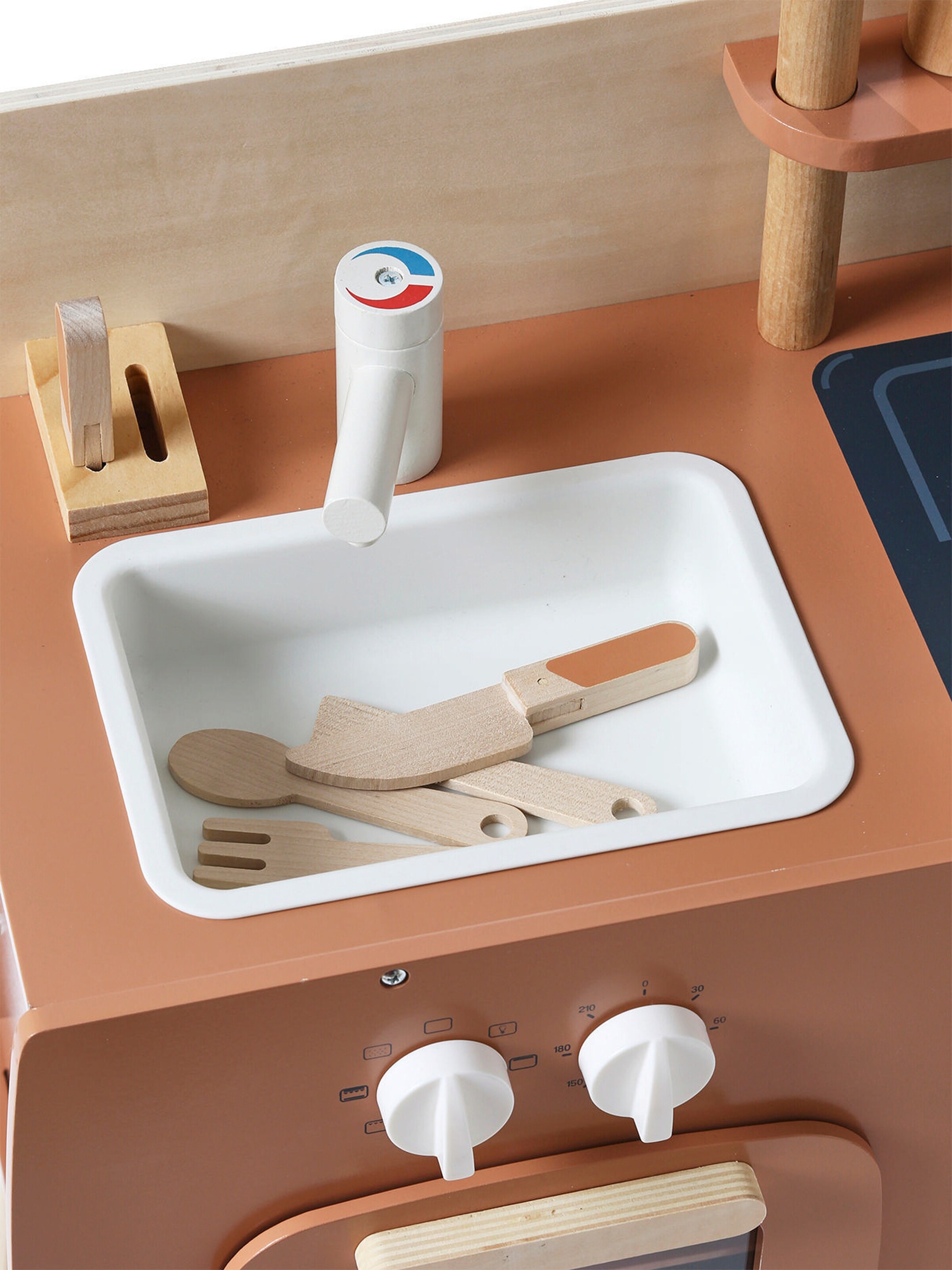 Vertbaudet Retro-Spielküche, Küche aus Holz FSC® karamel/natur mini retro