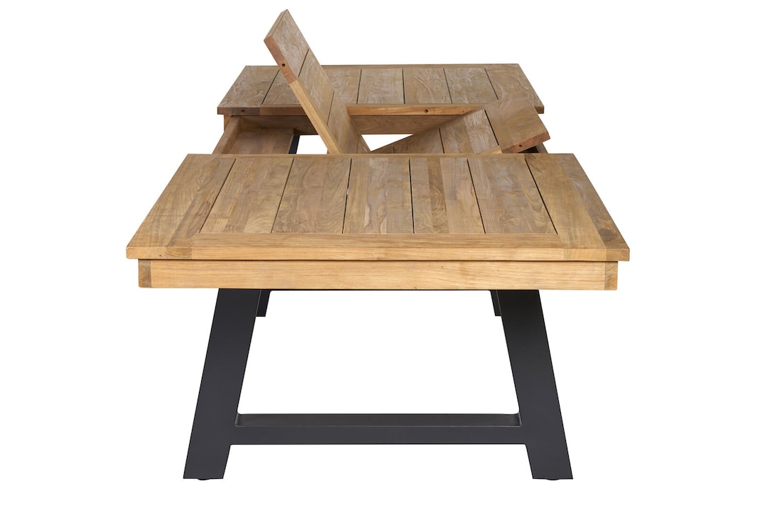 Garden FLAIR Gartentisch OLI 220-300 x 100 cm sandschwarz /Teak