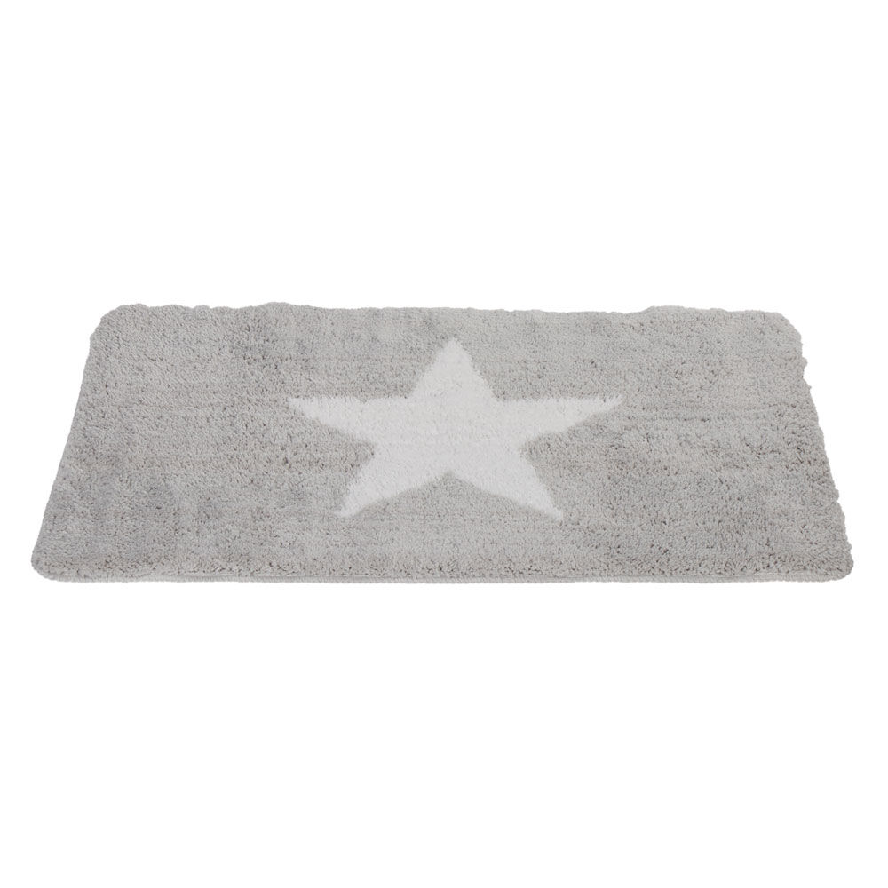 Tapis salle de bain gris motif étoile 45x75 cm