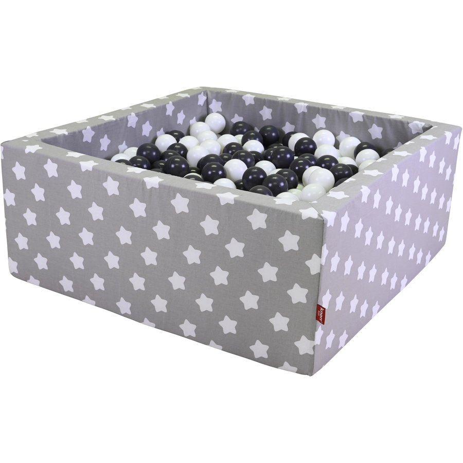 knorr toys® Bällebad soft eckig - Grey white stars - 100 balls greycreme grau