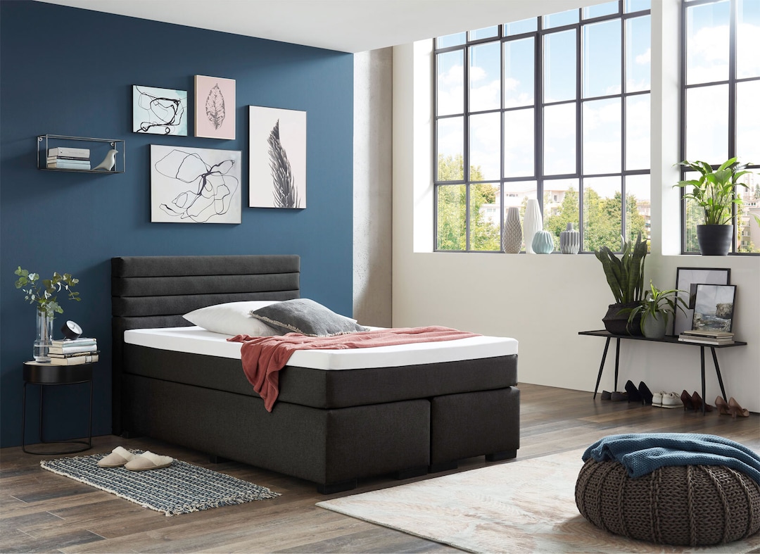 Boxspringbett GIANNI 140 x 200 cm anthrazit
