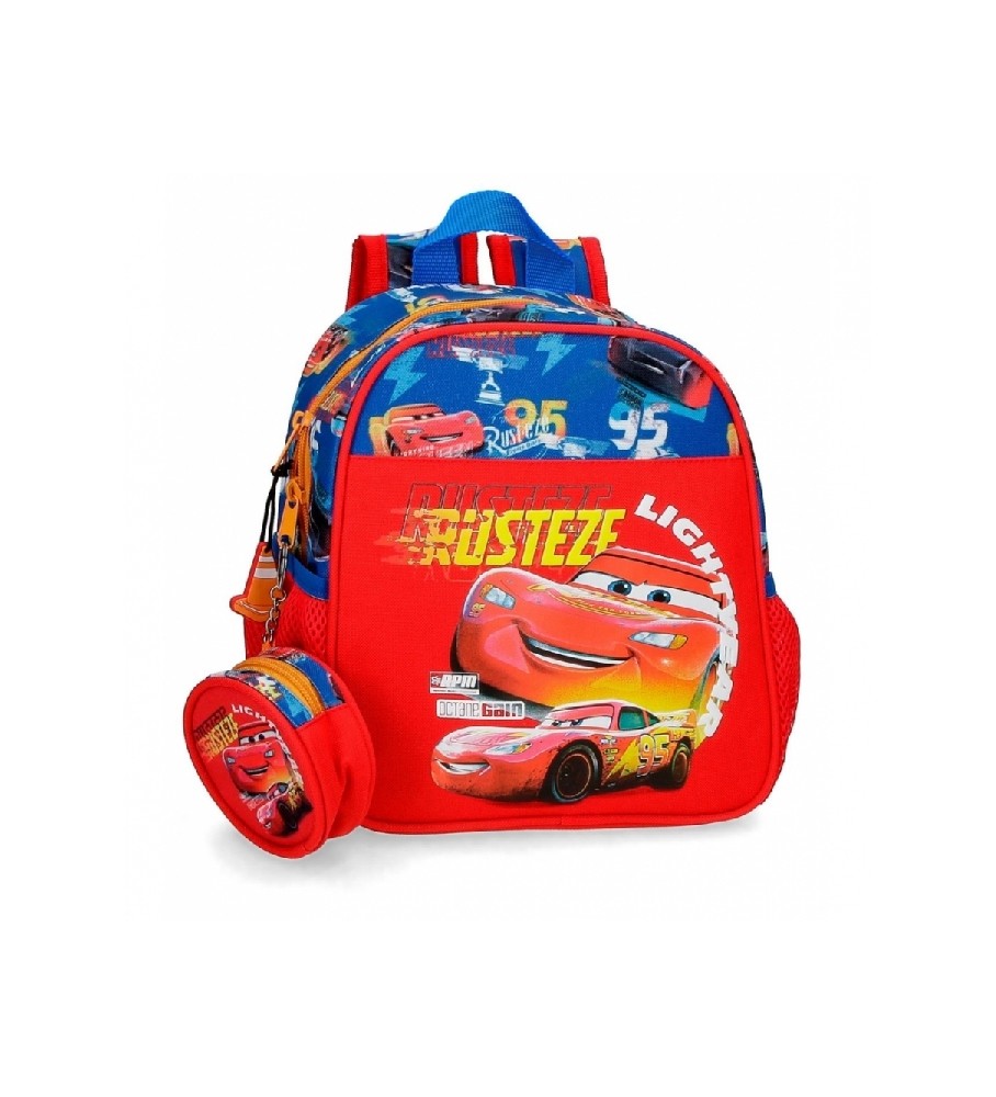 Mochila Joumma Bags Cars Rusteze vermelha - 23x25x10cm -