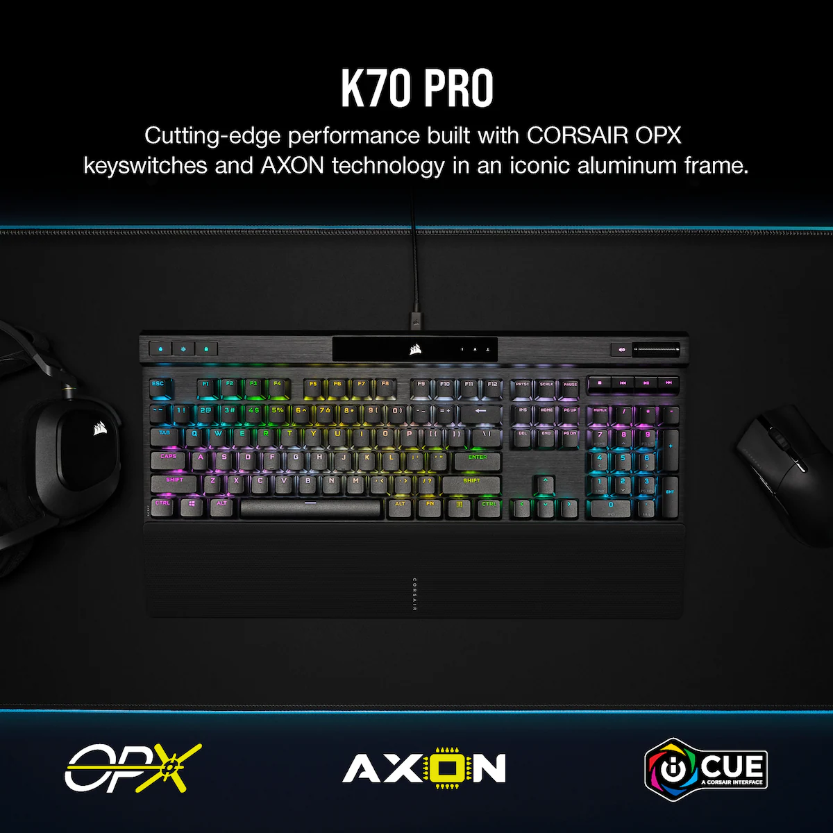 Corsair K70 PRO RGB mekanisk gamingtastatur (sort)