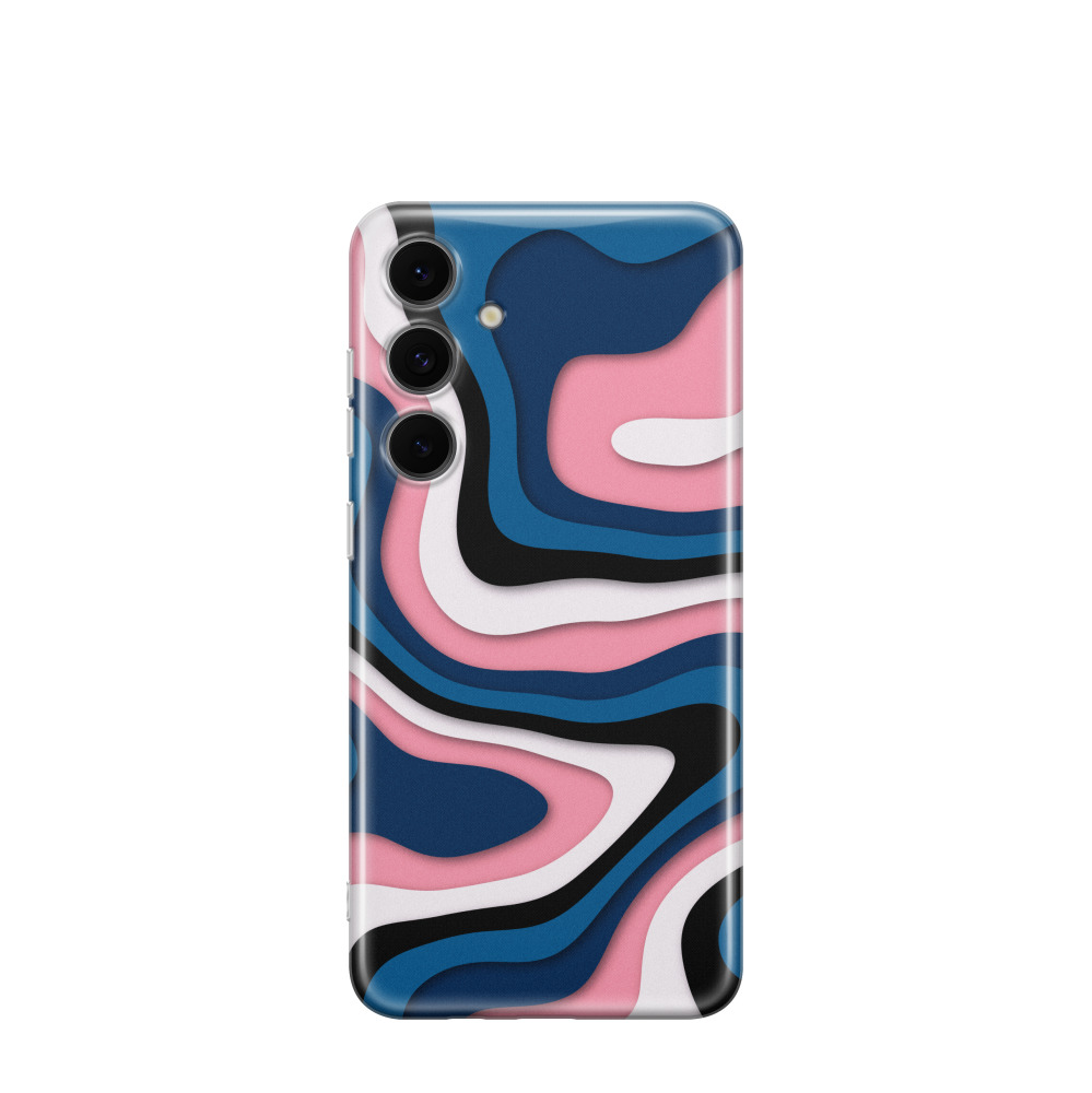 Samsung Galaxy S24 FE Gummi Hülle Abstrakte Wellen 1 - Blau