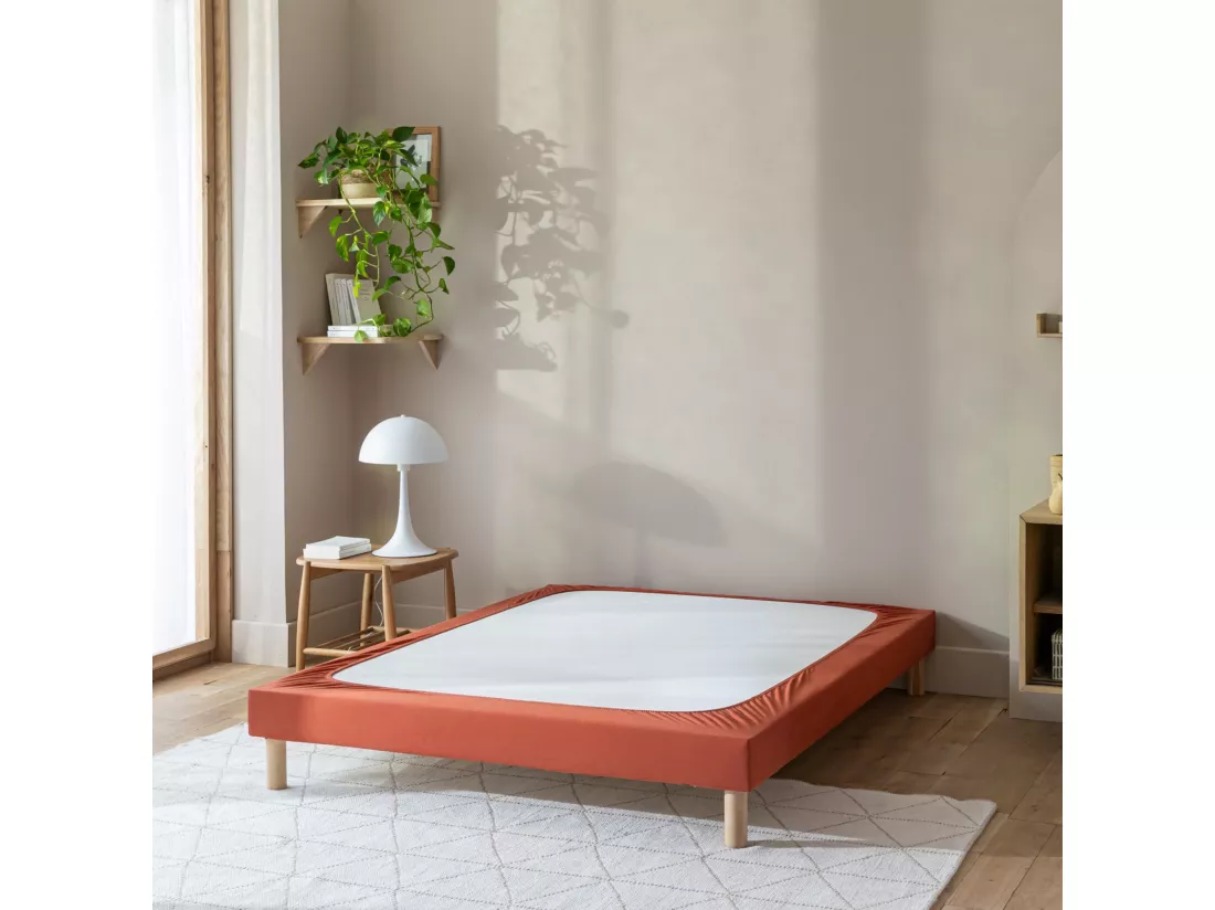 Cache-sommier coton jersey terre de sienne 70x200
