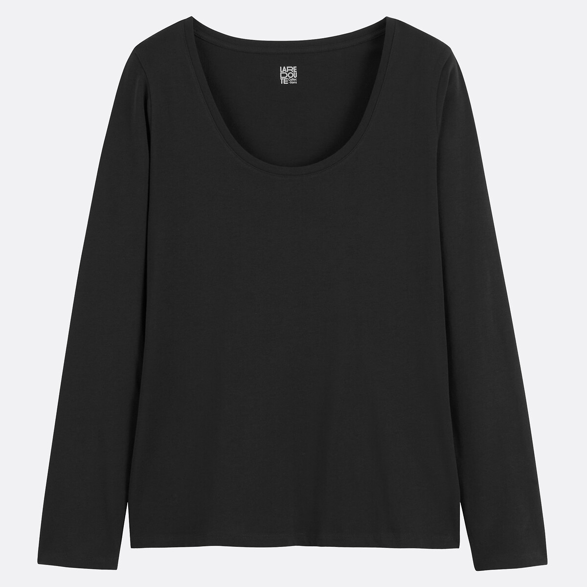 COLEÇÕES LA REDOUTE<br>Camiseta de algodão orgânico, gola redonda, mangas compridas