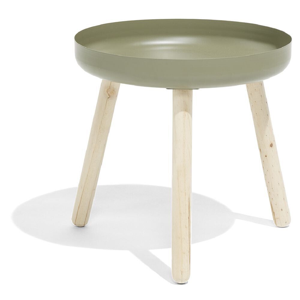 Bout de canapé Echo Ø40xH40cm pin et acier vert