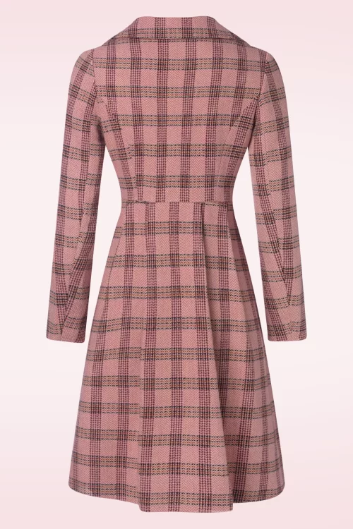 Vixen Flower Button Check jas in roze