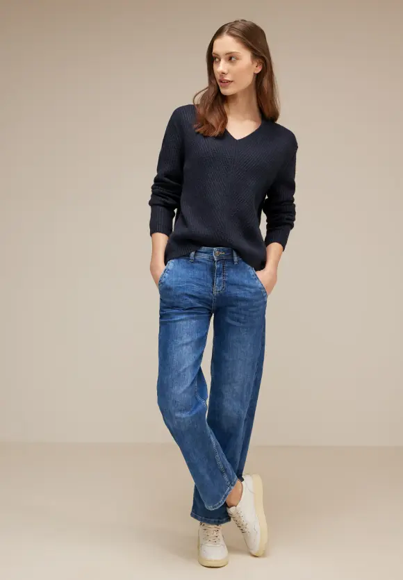 Pullover im Grobstrick - deep blue