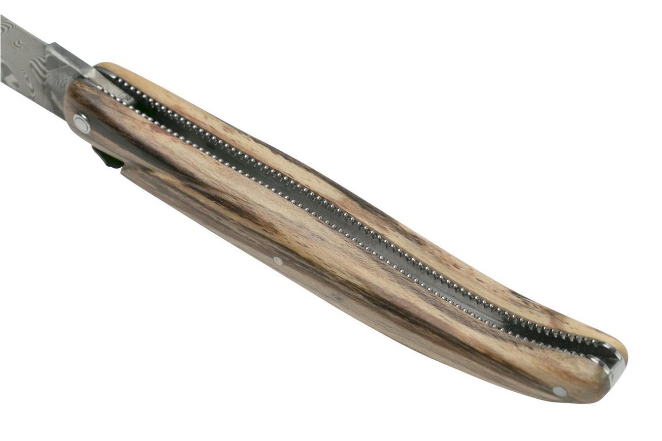 Laguiole en Aubrac Le Perlé 12 cm L0512WA6J3DB Balbach Damast Full Handle beukenhout