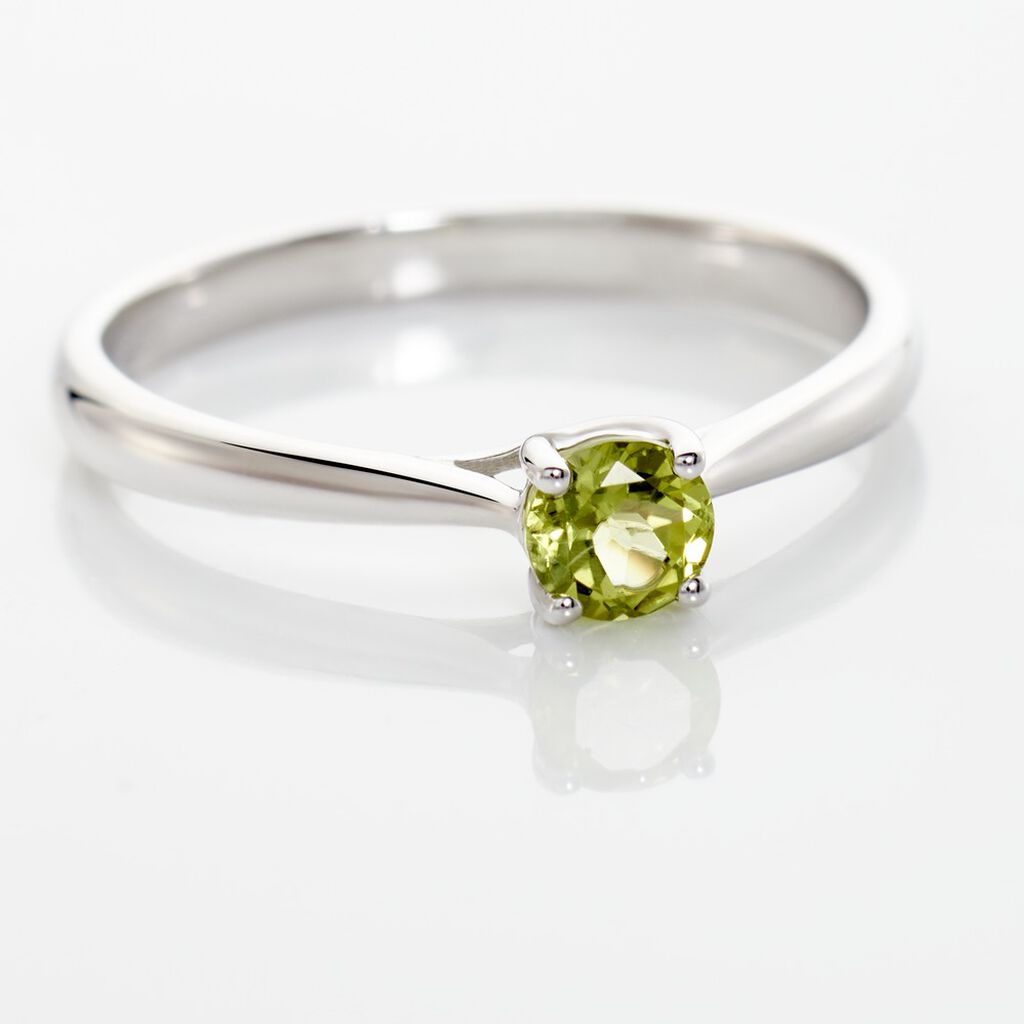 Bague Solitaire Fiona Or Blanc Péridot