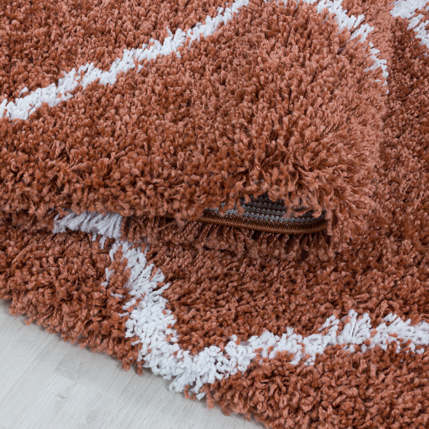Moderner Runder Hochflor Teppich - Skandinavischer Stil mit Rautenmuster