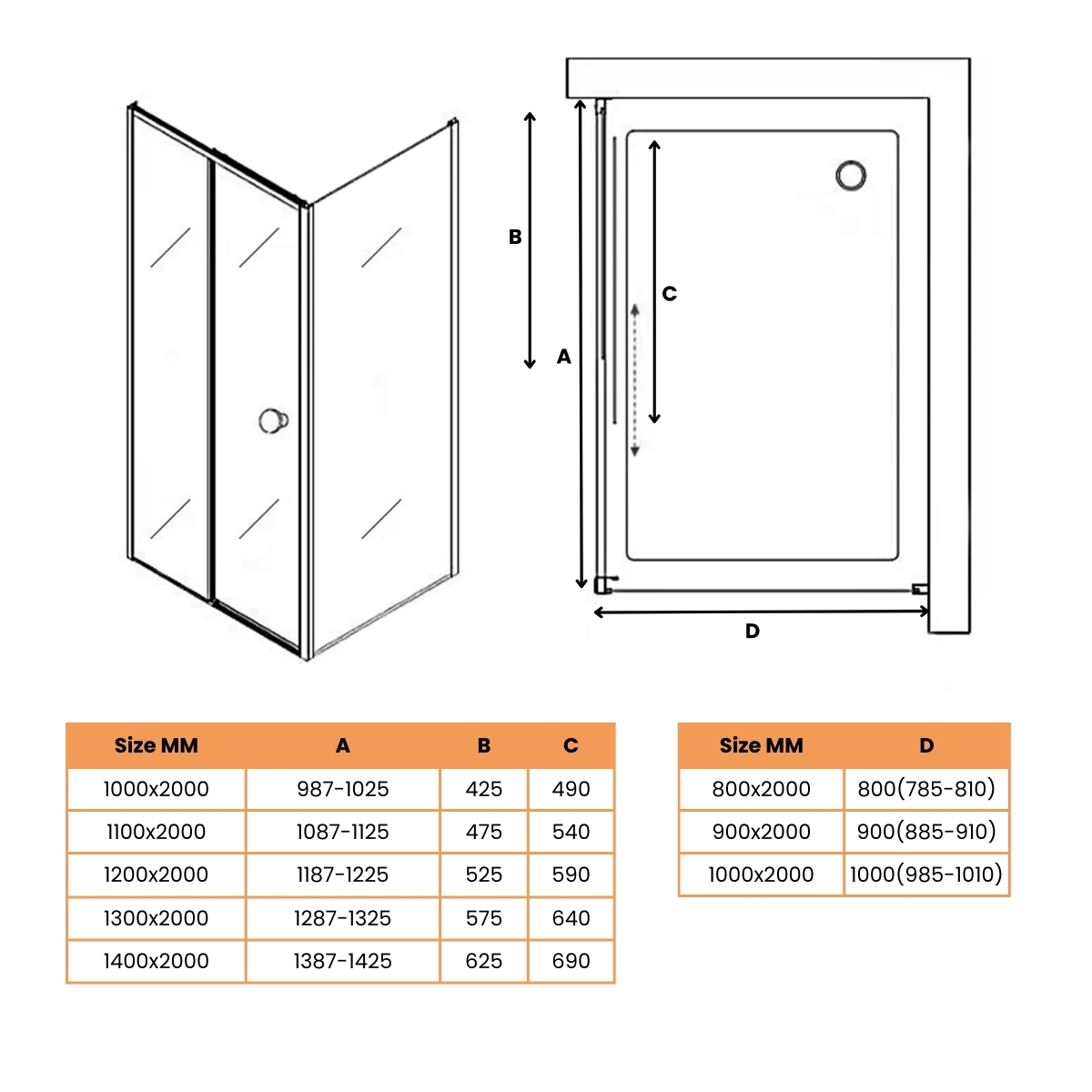 Saniclear Slide douchecabine 120x90cm met anti-kalk coating