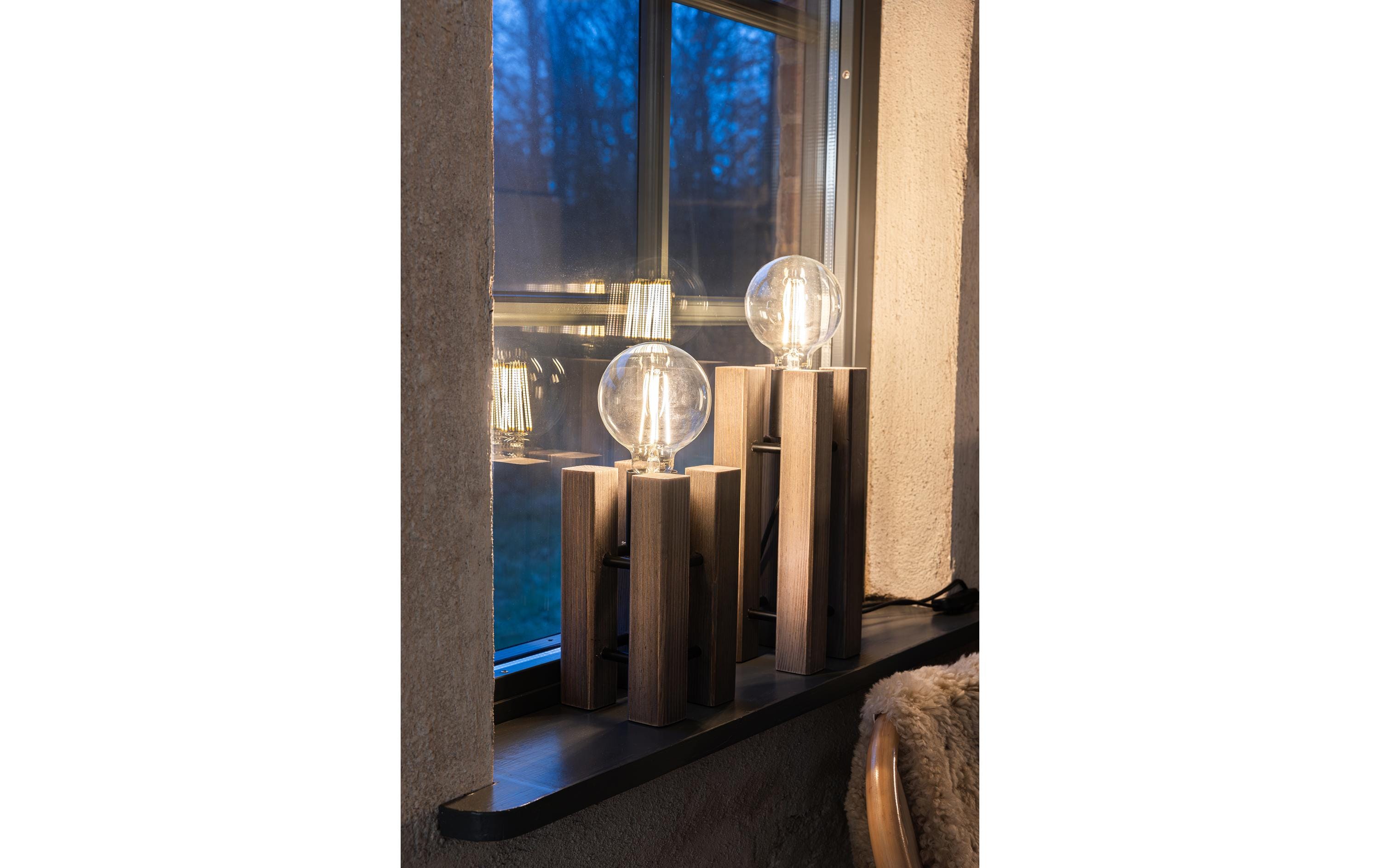 Tischleuchte Lodge 36 cmTischlampe aus gebeiztem Holz