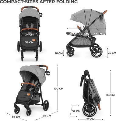 Kinderkraft GRANDE PLUS Sportsvogn, Grey