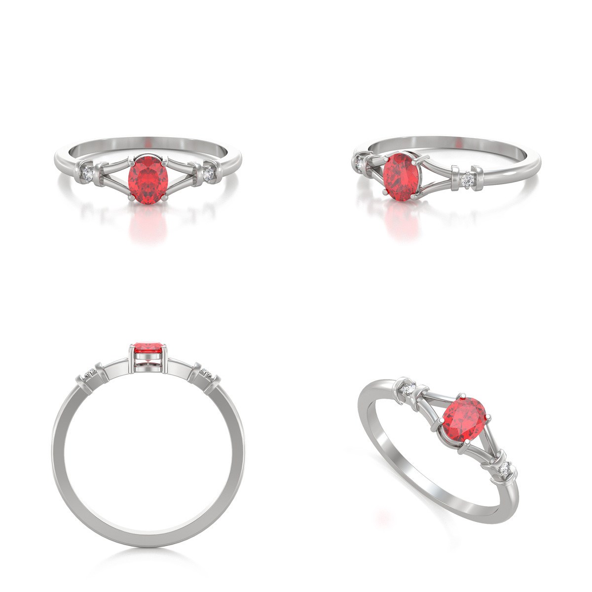 Bague Rubis et diamants sur Argent 925 2.094grs